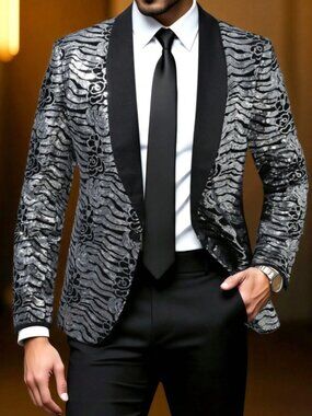 Men's 2PC Sequined Single-breasted Tuxedo Suit
